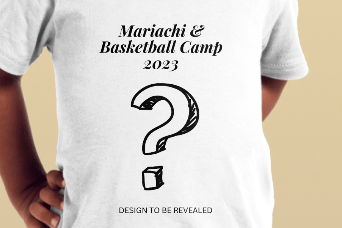 T shirt that reads Mariachi and basketball summer camp